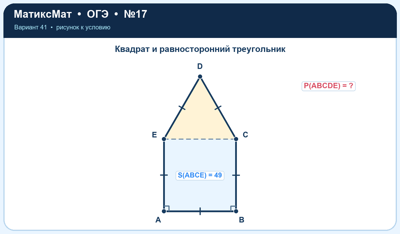 Рисунок к задаче 41, ОГЭ задание 17