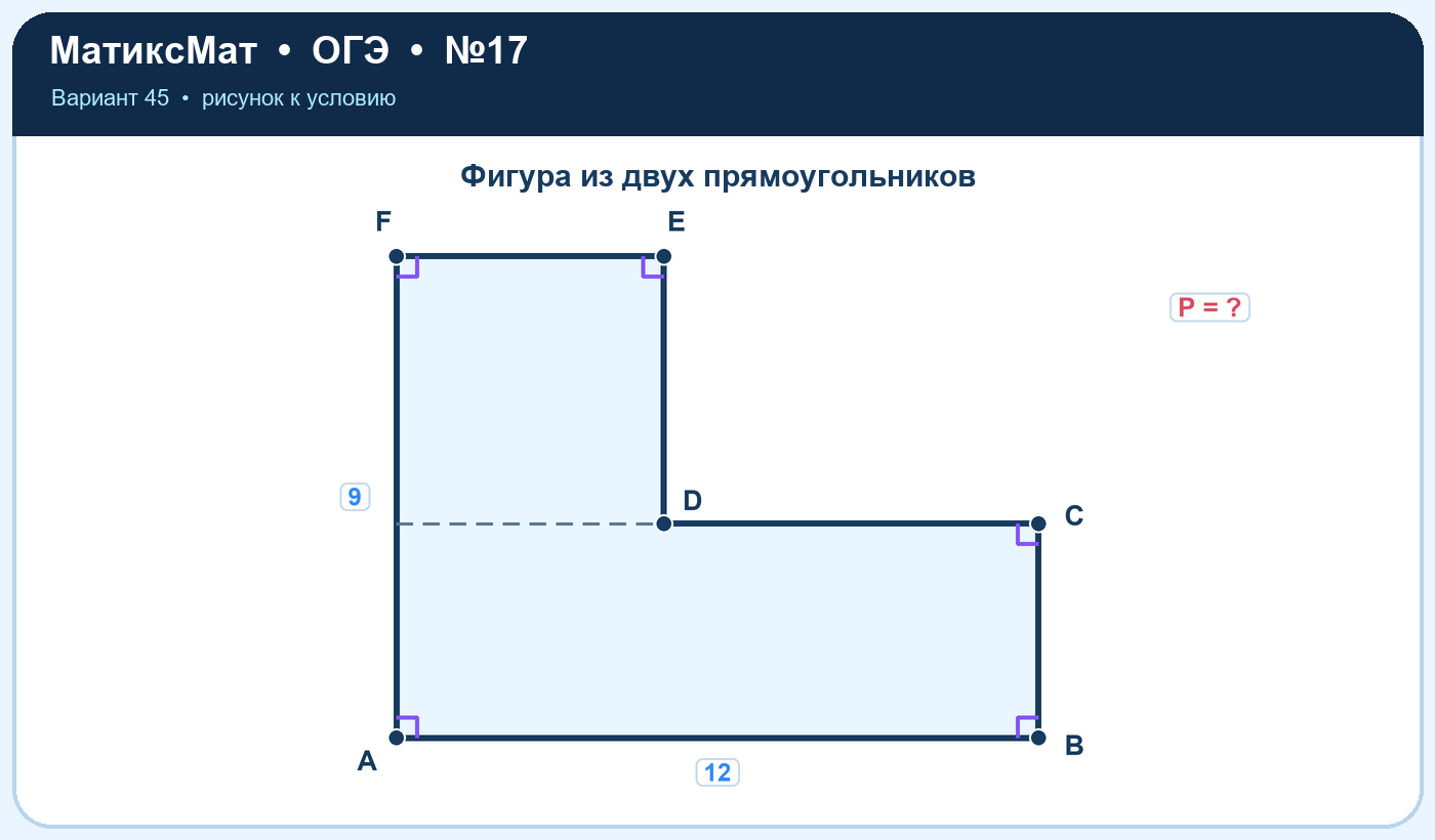 Рисунок к задаче 45, ОГЭ задание 17