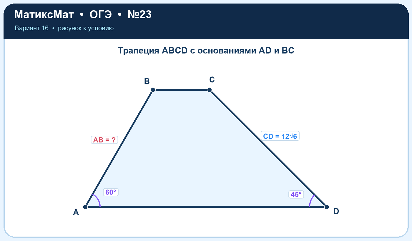 Рисунок к задаче 16, ОГЭ задание 23