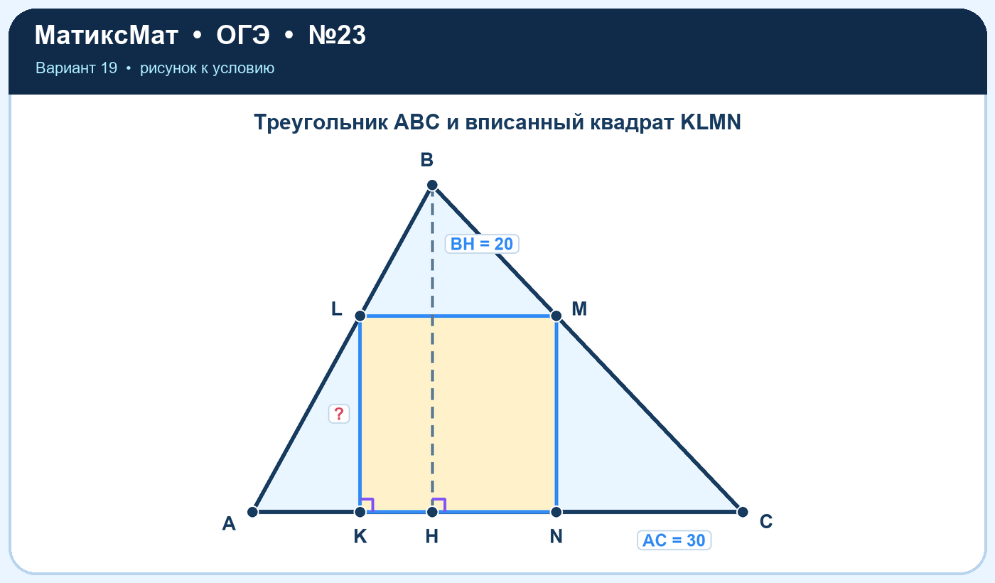 Рисунок к задаче 19, ОГЭ задание 23
