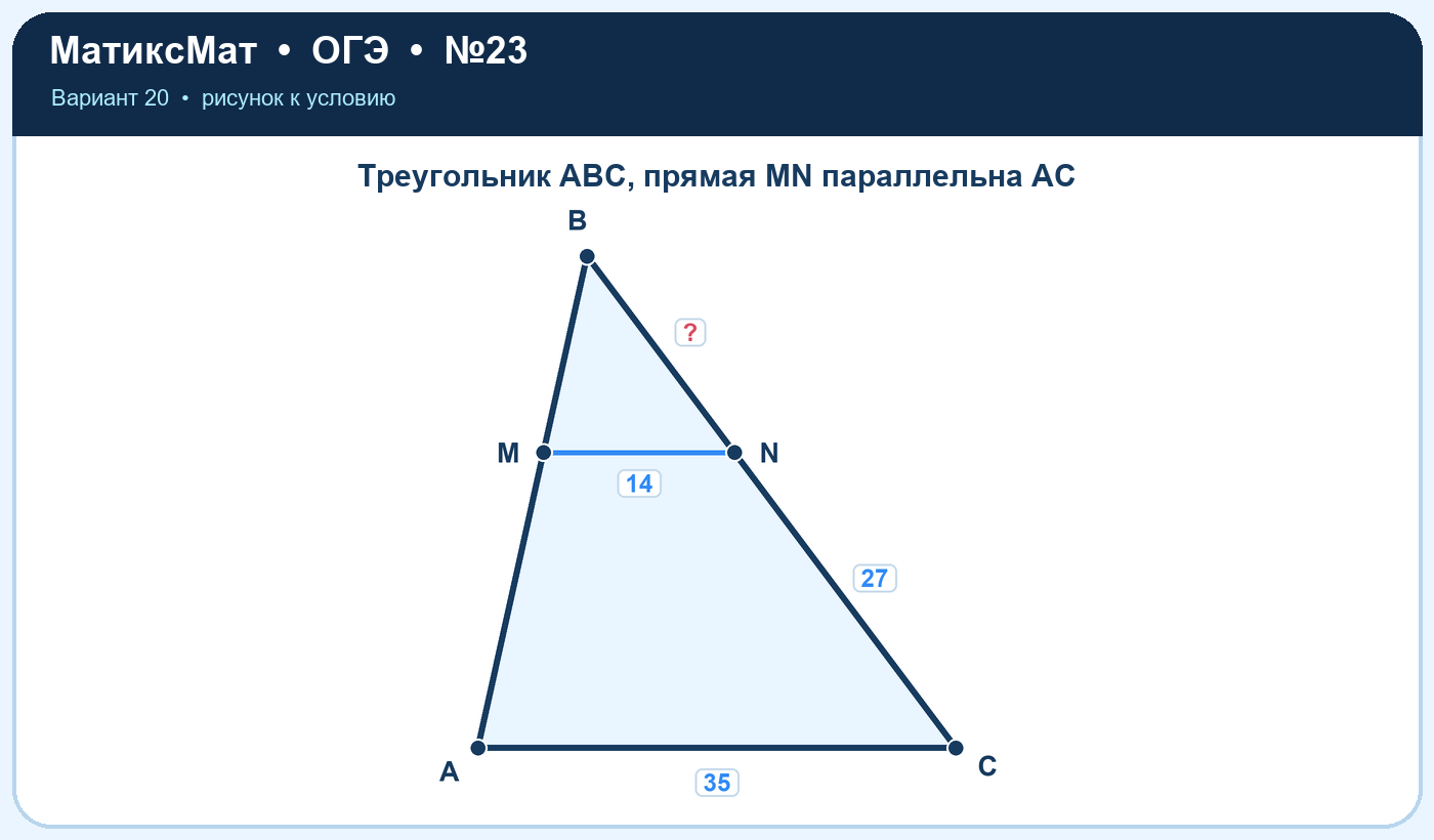 Рисунок к задаче 20, ОГЭ задание 23