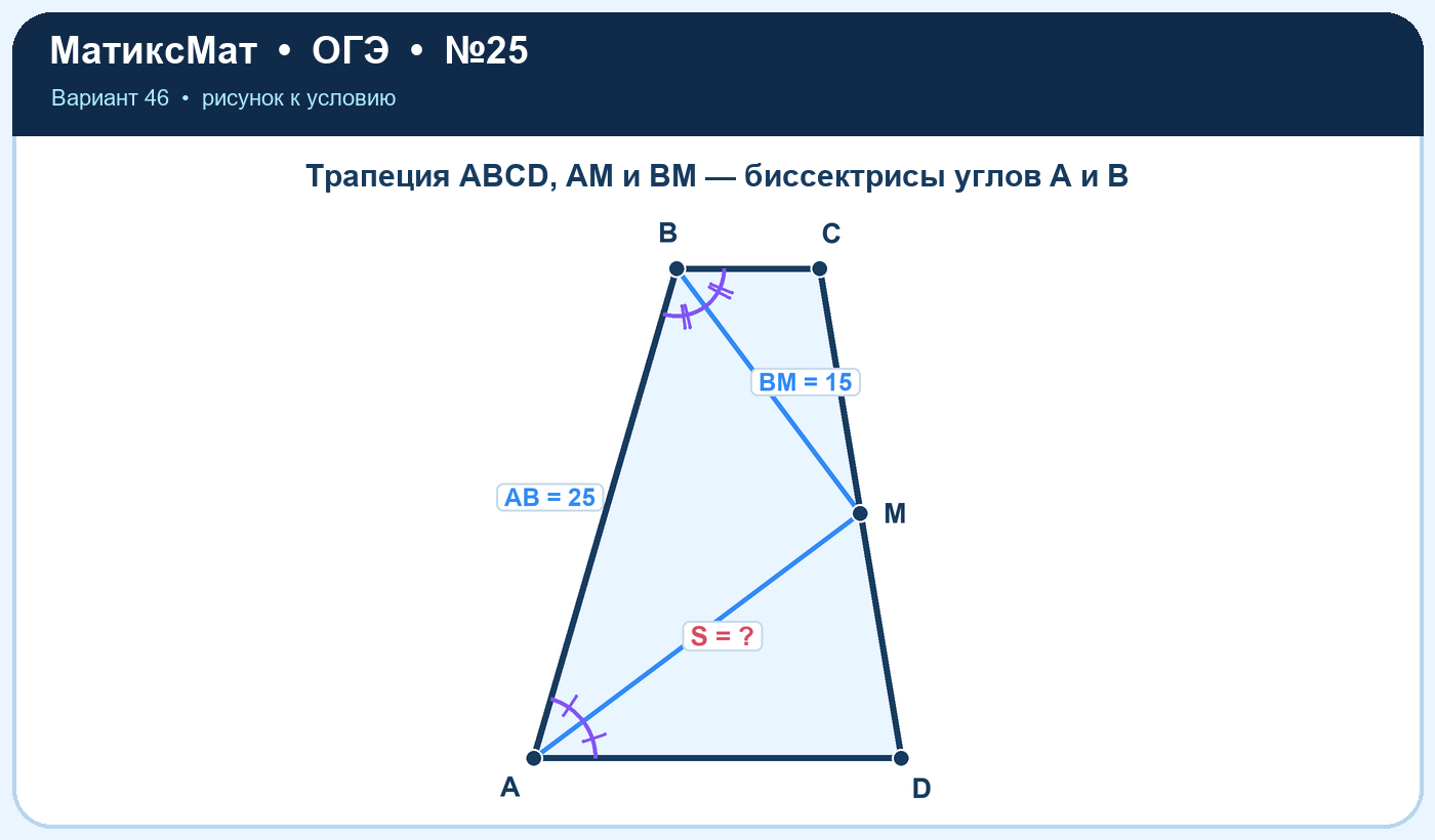 Рисунок к задаче 46, ОГЭ задание 25